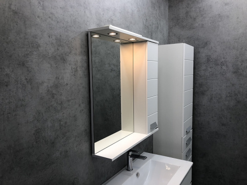 Зеркало со шкафом Comforty Модена М-75 00-00001640 с подсветкой Белое матовое фото 2