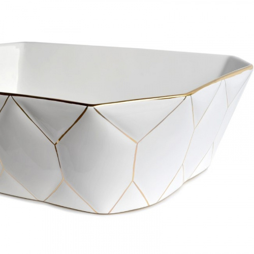 Раковина-чаша Bronze de Luxe 50 1398GL Белый глянец с золотым декором фото 3
