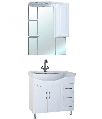 Зеркало со шкафом Bellezza Коралл 85 R 4612014001018 с подсветкой R Белое фото 2