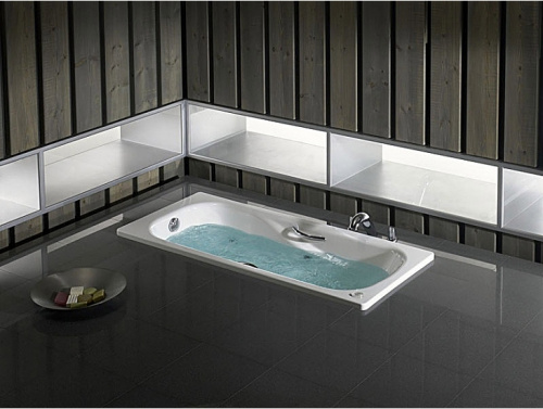Чугунная ванна Roca Malibu 170x75 2309G000R с отверстиями для ручек с антискользящим покрытием фото 2
