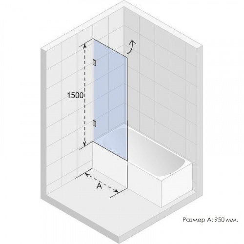 Шторка на ванну Riho Scandic X108 95x150 L GX00592C1 профиль Хром стекло прозрачное фото 2