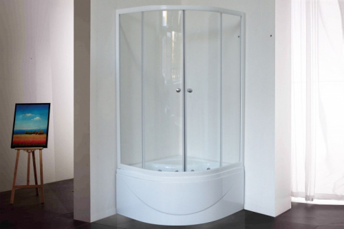Душевой уголок Royal Bath BK 100х100 RB100BK-T с поддоном профиль Белый стекло прозрачное фото 3