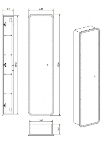 Шкаф пенал Art&Max Platino AM-Pla-400-1600-1D-R-L-DS-F с сенсорным выключателем Белый фото 6