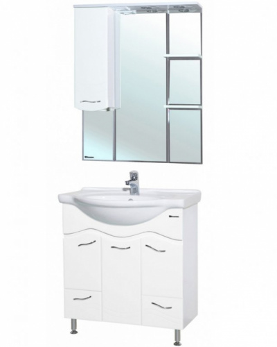 Зеркало со шкафом Bellezza Мари 85 L 4612914002016 с подсветкой Белое фото 2
