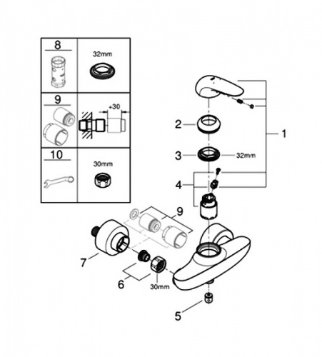 Смеситель для душа Grohe Eurostyle New 23722003 Хром фото 4