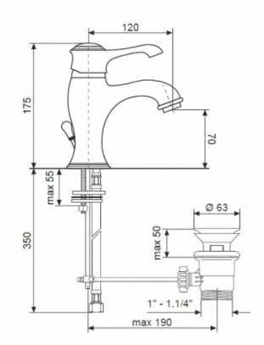 Смеситель для раковины Emmevi Tiffany 6003 DO Золото фото 2