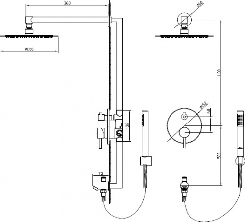 Душевая система RGW Shower Panels SP-52 В 21140852-04 Черная фото 2
