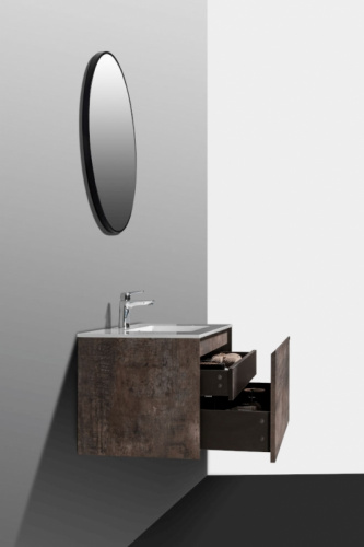 Комплект мебели для ванной Black&White Universe U905.1000 подвесной Пепельный фото 4