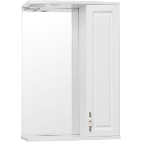 Зеркало со шкафом Style Line Олеандр 2 55 С с подсветкой Белый глянец