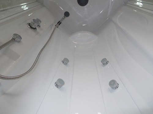 Душевая кабина Royal Bath ВК 90x90 RB90BK2-T-CH с гидромассажем стекло прозрачное задняя стенка Белая фото 3