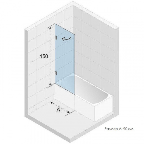 Шторка на ванну Riho VZ Scandic NXT X107 90 P GX01052C2 профиль Хром стекло прозрачное фото 3