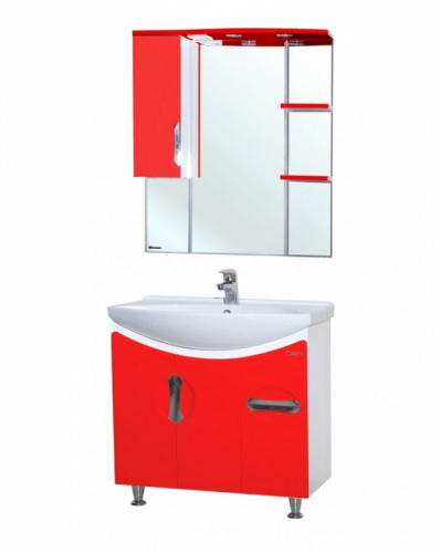 Зеркало со шкафом Bellezza Лагуна 75 L 4612112002030 с подсветкой L Красное Белое фото 2