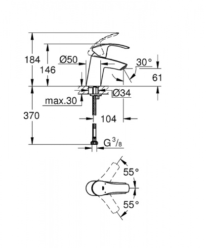 Смеситель для раковины Grohe Eurosmart 32467002 Хром фото 3