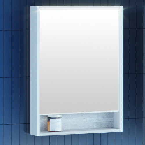 Зеркальный шкаф Акватон Капри 60 1A230302KPDA0 с подсветкой Бетон пайн Белый фото 3