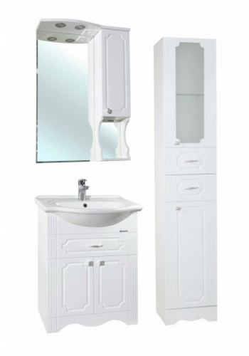 Зеркало со шкафом Bellezza Кантри 65 с подсветкой R Белое фото 4