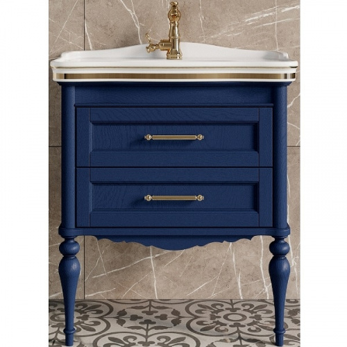 Комплект мебели для ванной ValenHouse Эстетика 80 ES80_КСЗ Синий ручки Золото фото 2