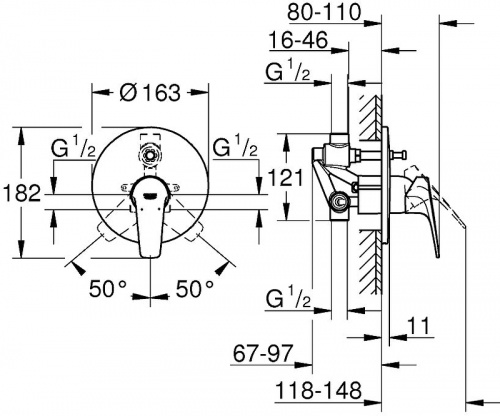 Смеситель для душа Grohe BauFlow 29113000 Хром фото 4