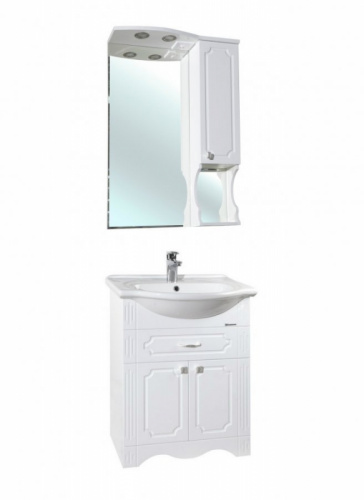 Зеркало со шкафом Bellezza Кантри 65 с подсветкой R Белое фото 3