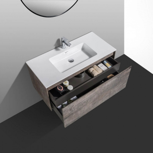 Комплект мебели для ванной Black&White Universe U905.1000 подвесной Пепельный фото 3