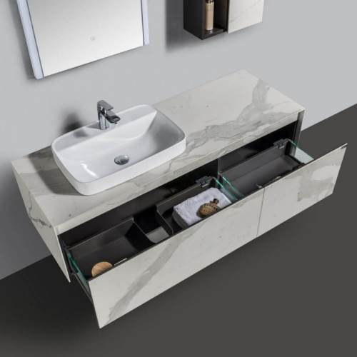 Комплект мебели для ванной Black&White Universe U911.1500 подвесной Серый фото 3