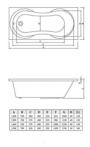 Акриловая ванна C-Bath Salus 120x70 CBQ006001 без гидромассажа фото 4