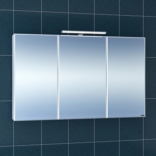 Зеркальный шкаф СанТа Стандарт 120 со светильником Белый фото 2