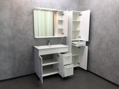 Зеркало со шкафом Comforty Модена М-90 00-00001641 с подсветкой Белое матовое фото 14