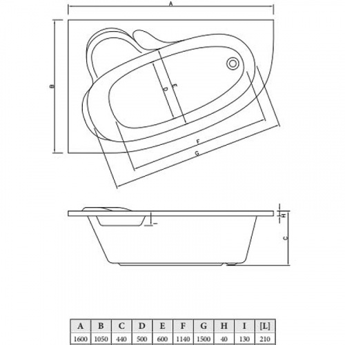 Акриловая ванна C-Bath Atlant 160x105 CBA00103L без гидромассажа фото 4