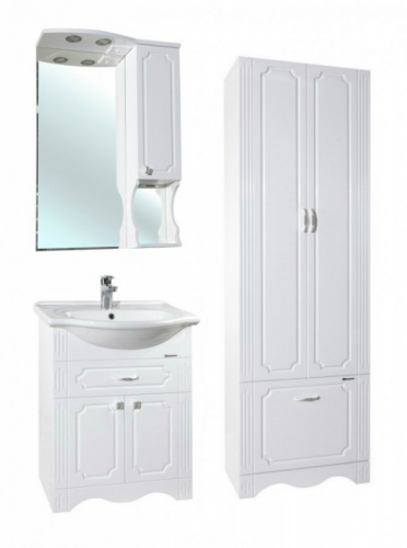 Зеркало со шкафом Bellezza Кантри 65 с подсветкой R Белое фото 6