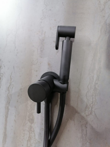 Гигиенический душ со смесителем Boheme Uno 467-B Черный матовый фото 2