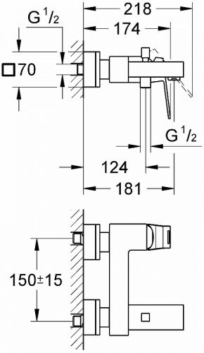 Смеситель для ванны Grohe Eurocube 23140000 Хром фото 7