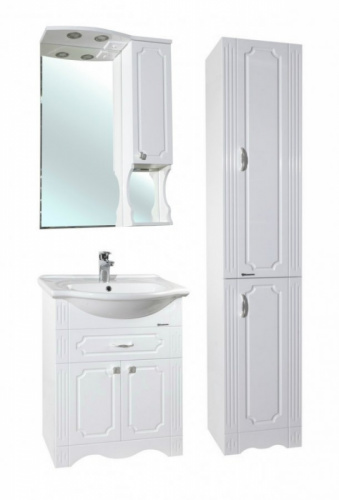 Зеркало со шкафом Bellezza Кантри 65 с подсветкой R Белое фото 5