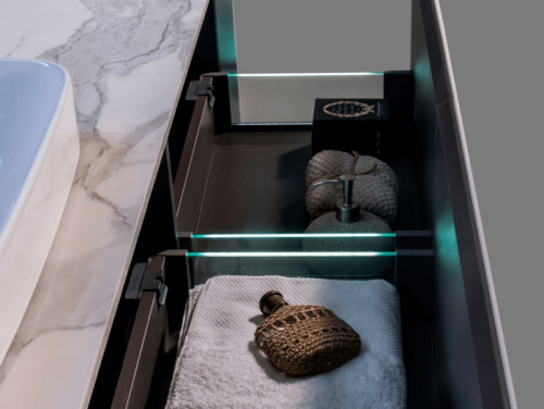 Комплект мебели для ванной Black&White Universe U911.1500 подвесной Серый фото 4