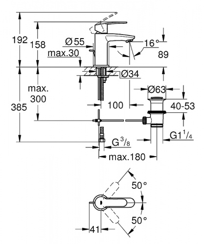 Смеситель для раковины Grohe Eurostyle Cosmopolitan 23037002 Хром фото 3