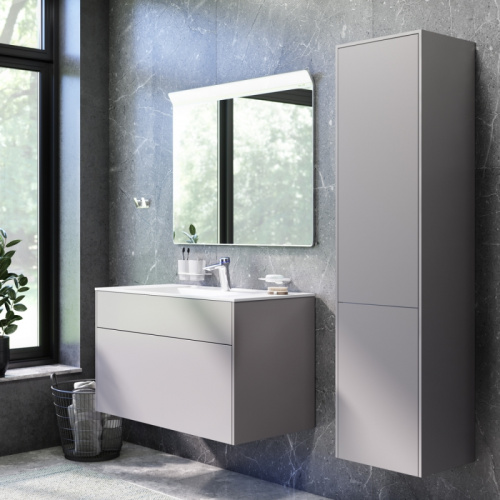 Комплект мебели для ванной AM.PM Inspire V2.0 100 BK50GD Серый матовый со смесителем для раковины и аксессуарами фото 2