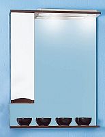Зеркало со шкафом Бриклаер Токио 70 с подсветкой Фасад белый, корпус венге L