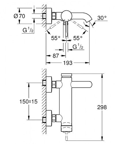 Смеситель для ванны Grohe Essence+ 33624001 Хром фото 4